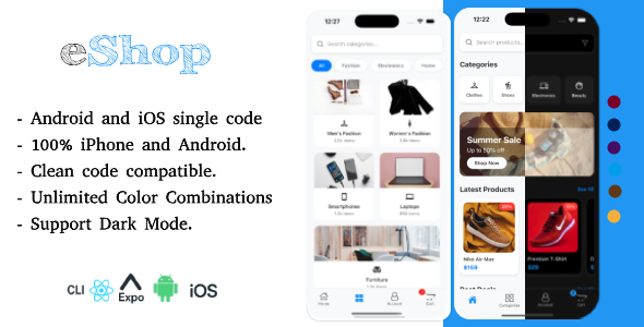 eShop – 2-in-1 React Native Ecommerce App Template | Expo & CLI UI Kit
