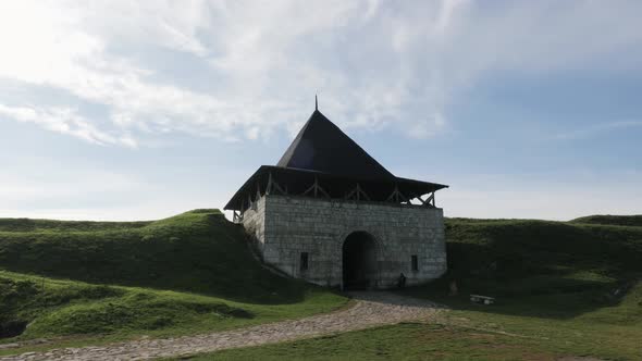 Building with pointy roof