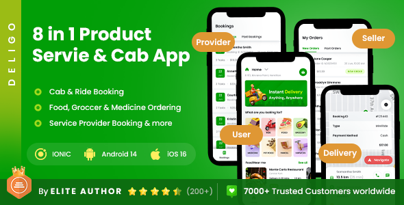 8 App Template | Multi-service| Cab Booking| Handyman| Pharmacy| Delivery App| Ionic 8 | DeliGo 2.0