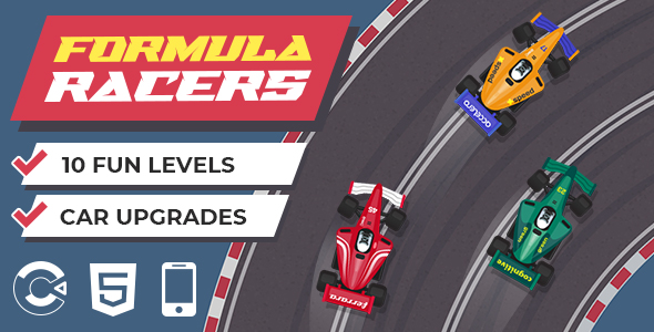Formula Racers – HTML5 Racing Game | Construct 3 | Mobile Ready | Easy Reskin