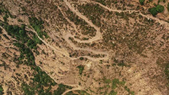 Aerial Drone Shot of Armenia Landscape and Houses By the Cliffs