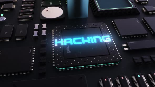 hacking the header on the background of a chip with a lot of processes. 