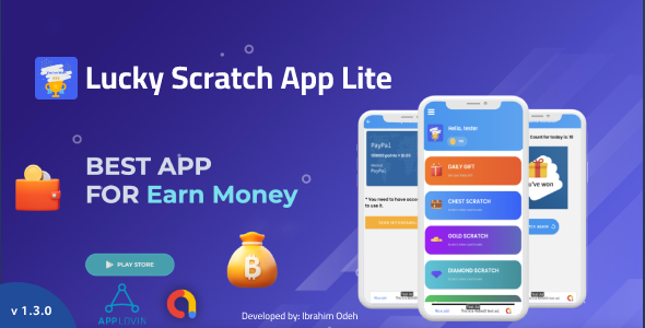 Lucky Scratch to Win Android App Lite with Earning System - Admin Panel (Admob + Applovin + Yodo1)