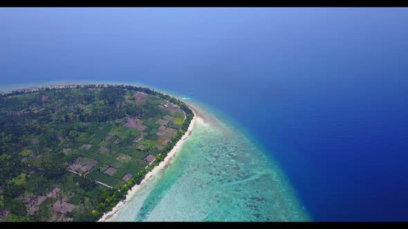 Aerial top view landscape of paradise bay beach lifestyle by aqua blue water and clean sandy backgro