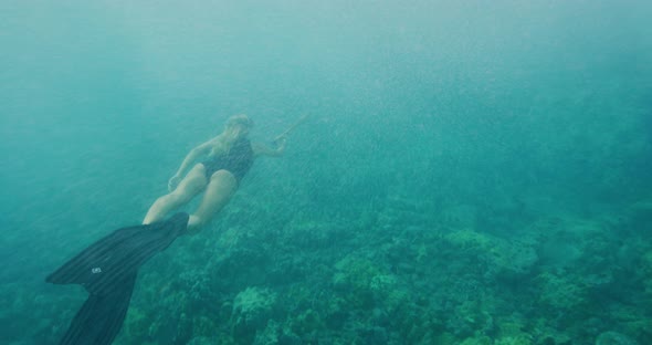 The huntress searches under the sea