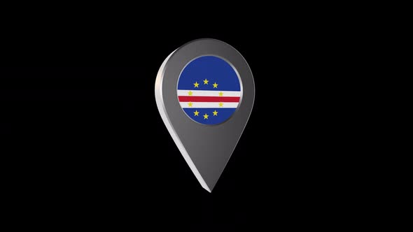 3d Animation Map Navigation Pointer With Cape Verde Flag With Alpha Channel - 2K