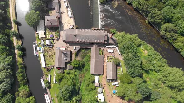 Aerial footage of The Made in Leeds Festival located at the Thwaite Mills in Leeds in the UK