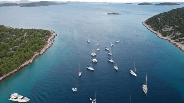 Aerial Drone Shot of Marina Bay in Adriatic Sea, Croatia