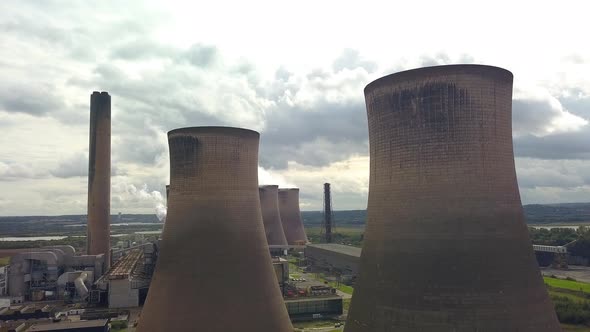 Power station & chimneys aerial shots