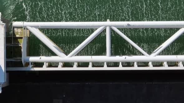 Close Up View of a Storm Surge Barrier Aerial View