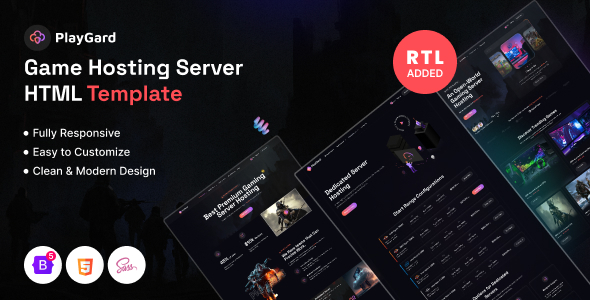Playgard - Game Hosting Server Website HTML template
