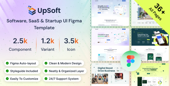 Upsoft – Startup & SaaS Figma Template