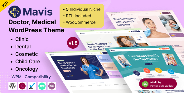 Mavis – Doctor & Medical Clinic WordPress Theme with Elementor and WooCommerce Support