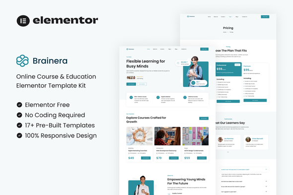 Brainera - Online Course & Education Elementor Template Kit