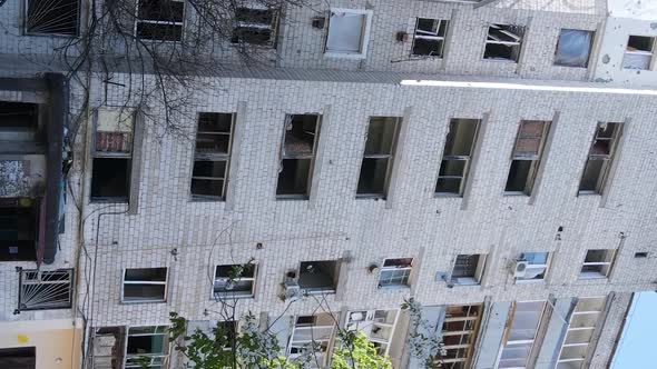 Vertical Video of a Destroyed Building in Borodyanka Ukraine