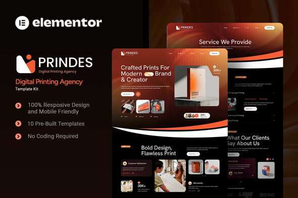 Prindes - Digital Printing Agency Elementor Template Kit