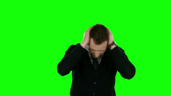 Very Angry Businessman. Green Screen