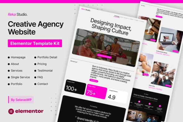 RekaStudio - Design Agency and Portfolio Elementor Pro Template Kit