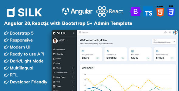 Silk - Angular 20+ & Reactjs Admin Dashboard Template