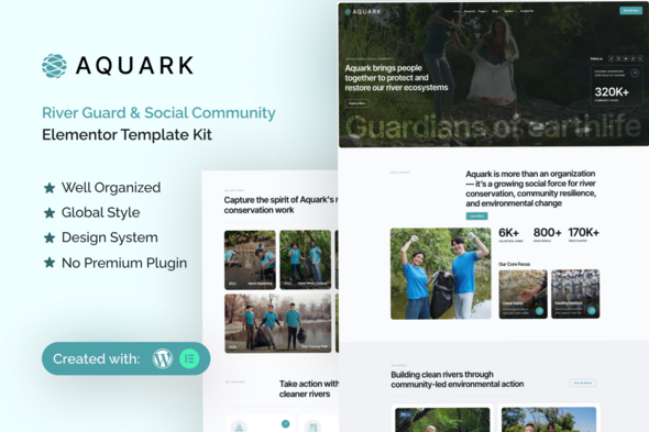Aquark - River Guard & Social Community Elementor Template Kit
