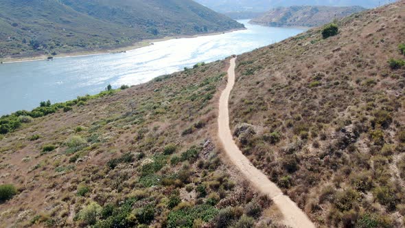 Aerial View of of Trail in the Lake Hodges and Bernardo Mountain, San Diego County, California