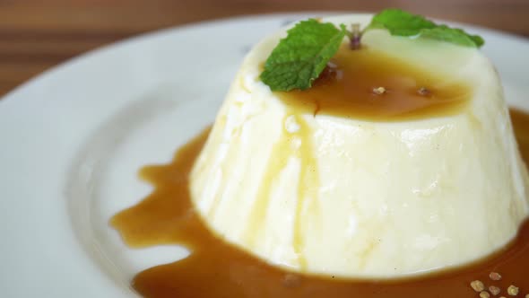 Sweet panna cotta dessert