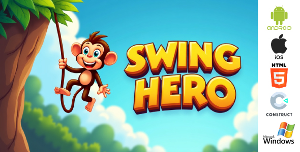 Swing Hero Game – Endless Game – HTML5, Android, iOS & Windows (Construct 3)