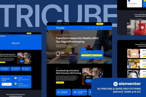 Tricube - 3D Printing & Rapid Prototyping Services Elementor Template Kits