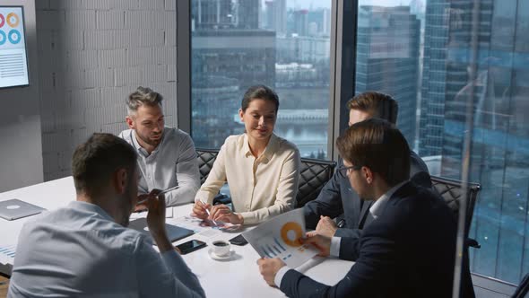 Teamwork in discussion at a meeting in a modern office