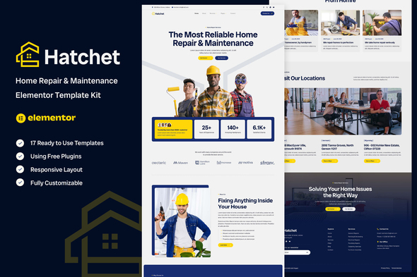 Hatchet - Home Repair & Maintenance Elementor Template Kit