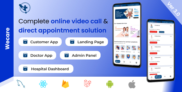 Wecare - Online Doctor Consultation - Appointment - Healthcare App - Hospital Management