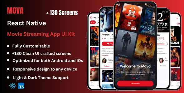 Mova - Movie Streaming React Native Expo App Ui Kit