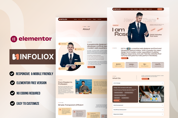 Infoliox - Personal Portfolio Elementor Template Kit