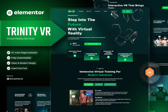 TrinityVR - Virtual Reality Services Elementor Template Kit