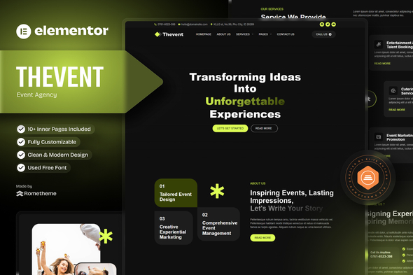 Thevent - Event Agency Elementor Template Kit