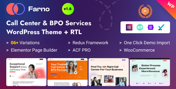 Farno - Call Center & BPO Services Elementor WordPress Theme