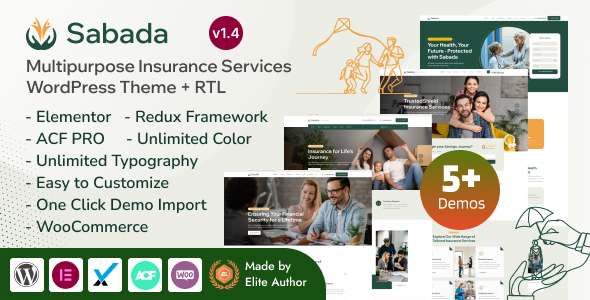 Sabada - Multipurpose Insurance Services Elementor WordPress Theme