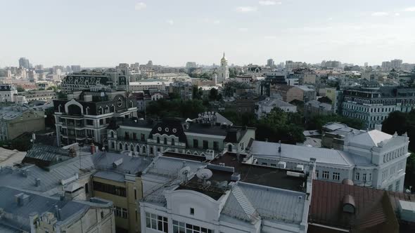Panorama of the historical district of Kyiv - Podil.