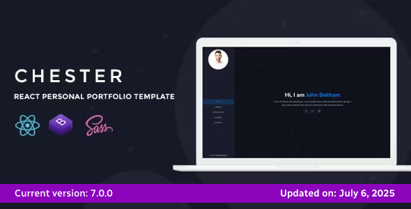 Chester - React Personal Portfolio Template + React hooks