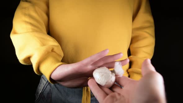 girl refuses to take a packet of white powder drug, which she is offered