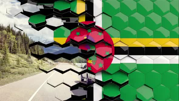 Dominica Flag Hexagon Transition - 4K Resolution