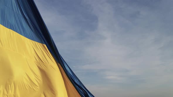 Flag of Ukraine. Slow Motion. Kyiv. Aerial