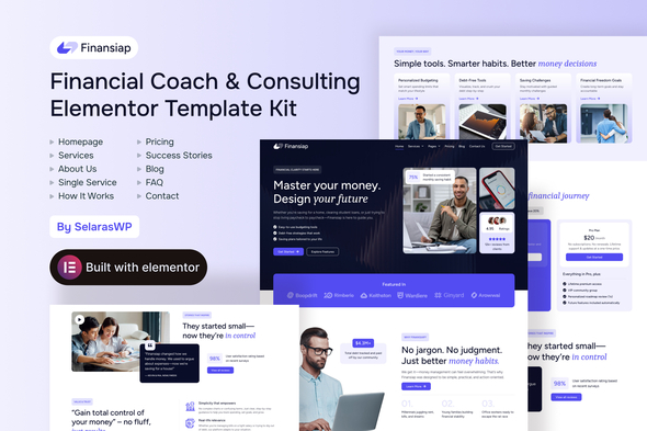 FinanSiap - Financial Coach & Consulting Elementor Pro Template Kit