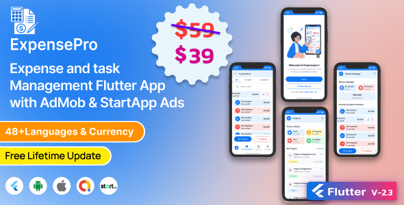 ExpensePro-Task & Expense Management Flutter App with Admob & startApp Ads