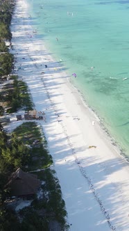 Tanzania  Vertical Video of the Ocean Near the Coast of Zanzibar Slow Motion