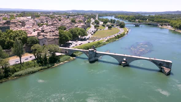 Aerial view of Avignon city in Provence, France