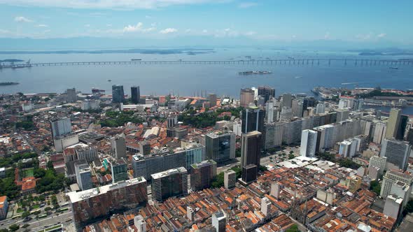 Panoramic view of downtown Rio de Janeiro Brazil at sunny day