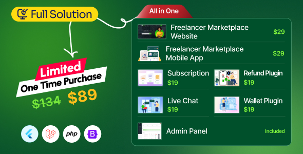 Workzone - Freelancer Marketplace for Service & Job Posting Laravel Script + Mobile App (Bundle)