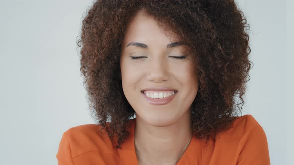 Closeup Female Face with Ideal Dark Smooth Skin