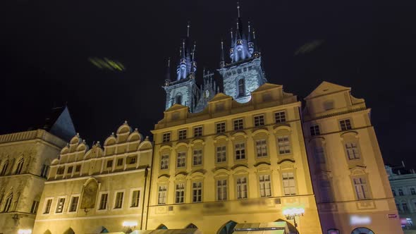 Night Time Illuminations of the Magical Old Town Square Timelapse Hyperlapse in Prague